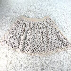 Garnet Hill Cream Lace Overlay Flowy Skirt Women's‎ 10 Whimsical Romantic Fairy